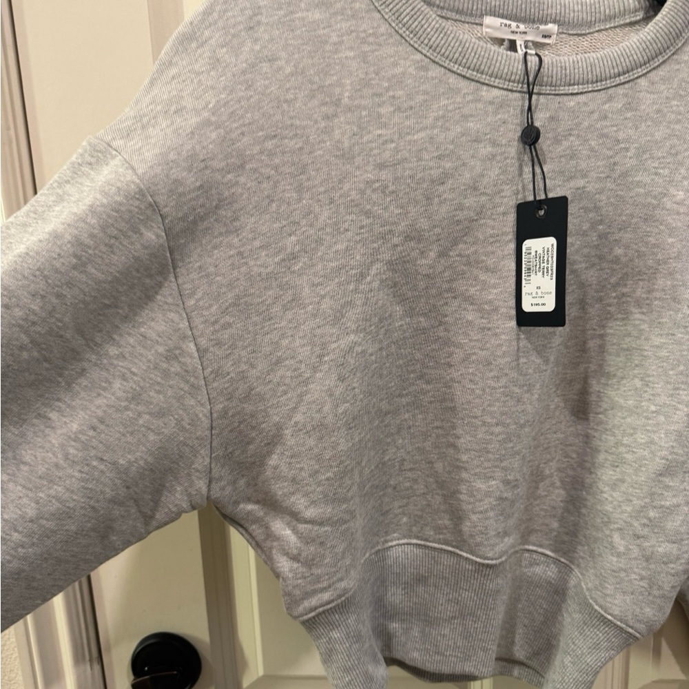 rag & bone Vintage Terry Cropped Sweatshirt Womens XS Heather Grey $195 - Picture 7 of 13